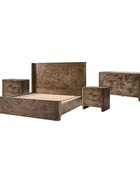 Virel 4-Piece Modern Marquetry Bedroom Set with 6-Drawer Dresser