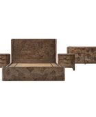 Virel 4-Piece Modern Marquetry Bedroom Set with 6-Drawer Dresser