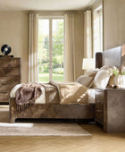 Virel 4-Piece Modern Marquetry Bedroom Set with 5-Drawer Chest