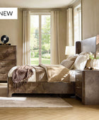 Virel 4-Piece Modern Marquetry Bedroom Set with 5-Drawer Chest