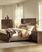 Virel 4-Piece Modern Marquetry Bedroom Set with 5-Drawer Chest