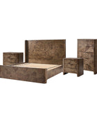 Virel 4-Piece Modern Marquetry Bedroom Set with 5-Drawer Chest