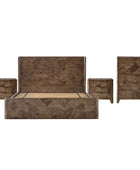 Virel 4-Piece Modern Marquetry Bedroom Set with 5-Drawer Chest