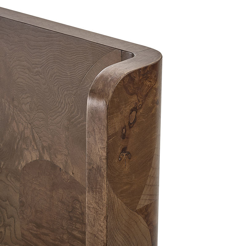 Virel 4-Piece Modern Marquetry Bedroom Set with 5-Drawer Chest