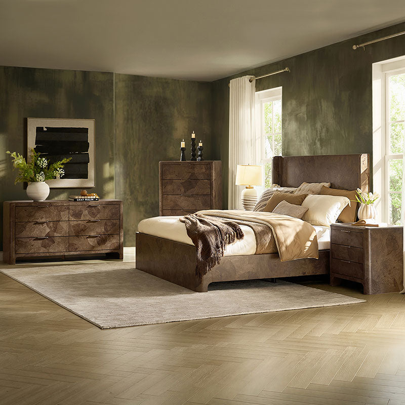 Virel 5-Piece Modern Marquetry Bedroom Set
