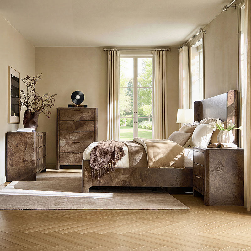 Virel 5-Piece Modern Marquetry Bedroom Set