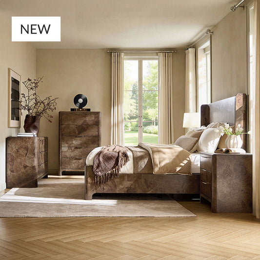 Virel 5-Piece Modern Marquetry Bedroom Set