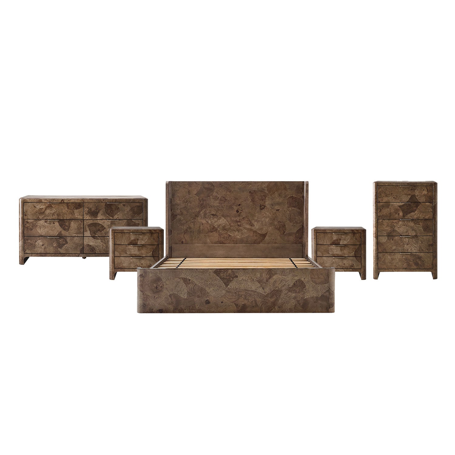 Virel 5-Piece Modern Marquetry Bedroom Set