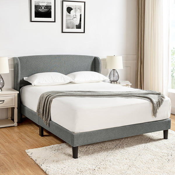 Baotist Upholstered Wingback Platform Bed