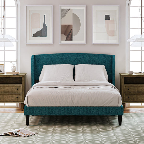 Baotist Upholstered Wingback Platform Bed