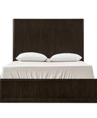Modern Solid Wood Fluted Bed with Oak Texture