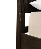 Modern Solid Wood Fluted Bed with Oak Texture