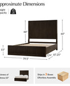 Modern Solid Wood Fluted Bed with Oak Texture