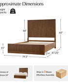 Modern Solid Wood Fluted Bed with Oak Texture