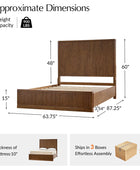 Modern Solid Wood Fluted Bed with Oak Texture