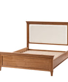 Transitional Solid Wood Bed with Upholstered Headboard