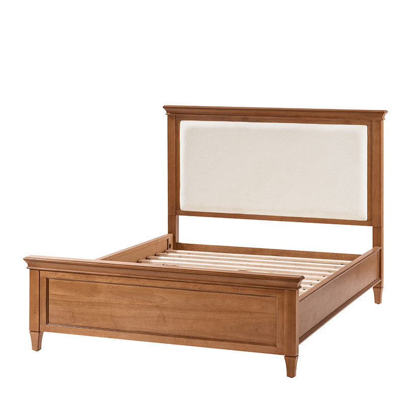 Transitional Solid Wood Bed with Upholstered Headboard