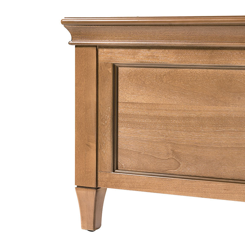 Traditional Solid Wood Bed with Upholstered Headboard