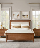 Traditional Solid Wood Bed with Upholstered Headboard