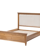 Traditional Solid Wood Bed with Upholstered Headboard