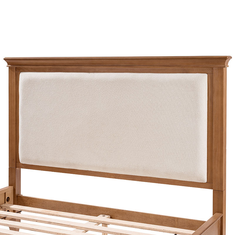 Transitional Solid Wood Bed with Upholstered Headboard