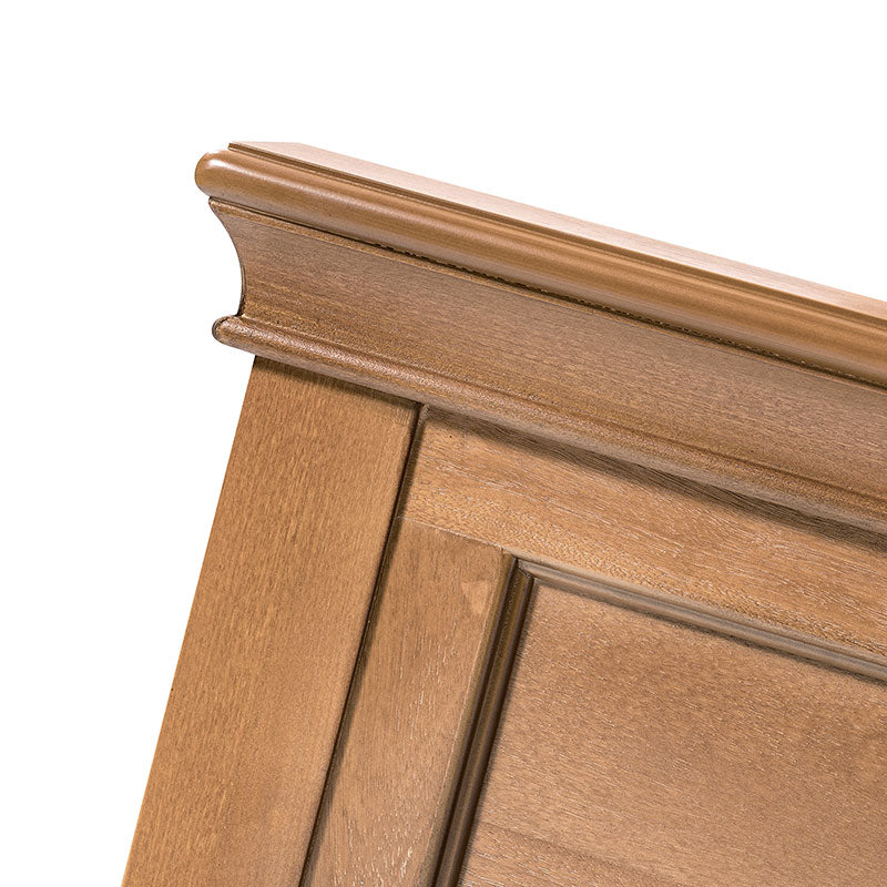 Traditional Solid Wood Bed with Upholstered Headboard