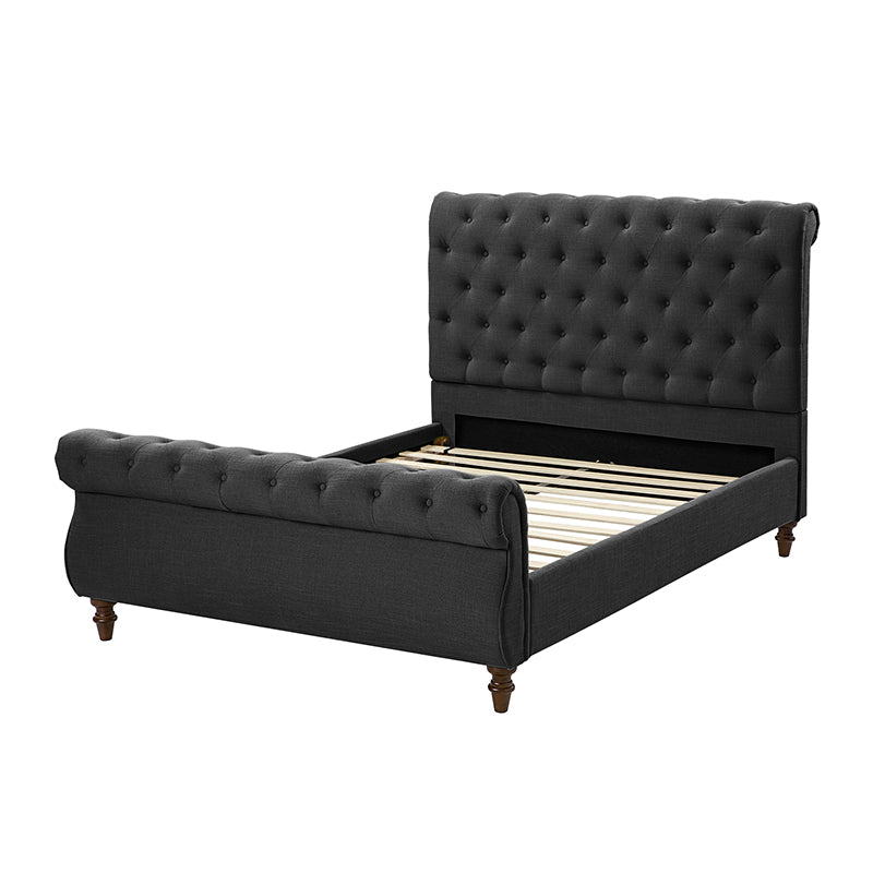 Deirdre Upholstered Lighted Sleigh Platform Bed QB Hulala Home