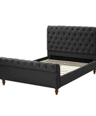 Deirdre Upholstered Lighted Sleigh Platform Bed-QB