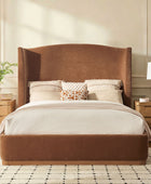 Brandon Modern Upholstered wingback Bed in Chenille