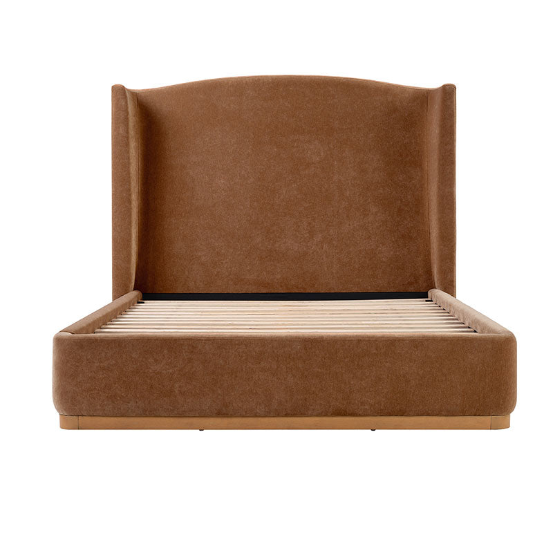 Brandon Modern Upholstered wingback Bed in Chenille