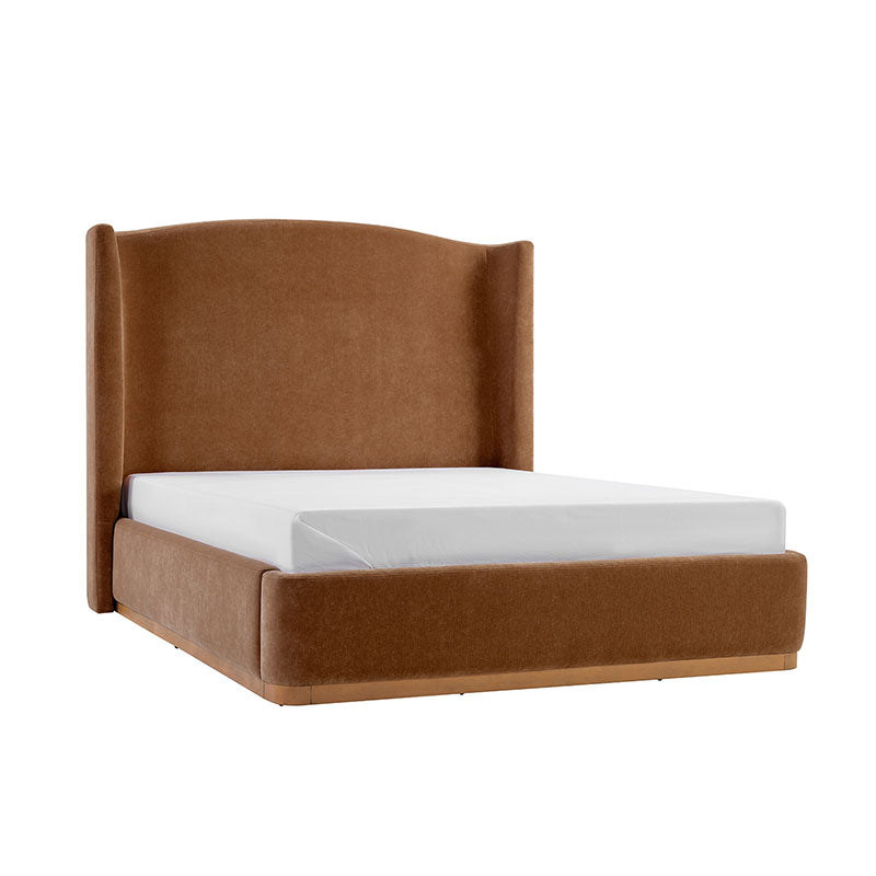 Brandon Modern Upholstered wingback Bed in Chenille