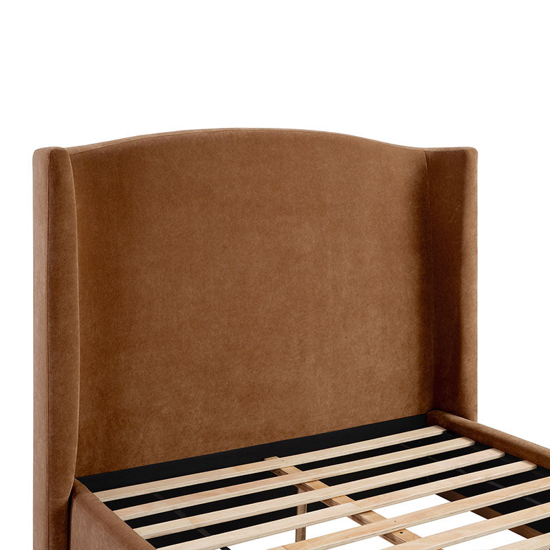 Brandon Modern Upholstered wingback Bed in Chenille