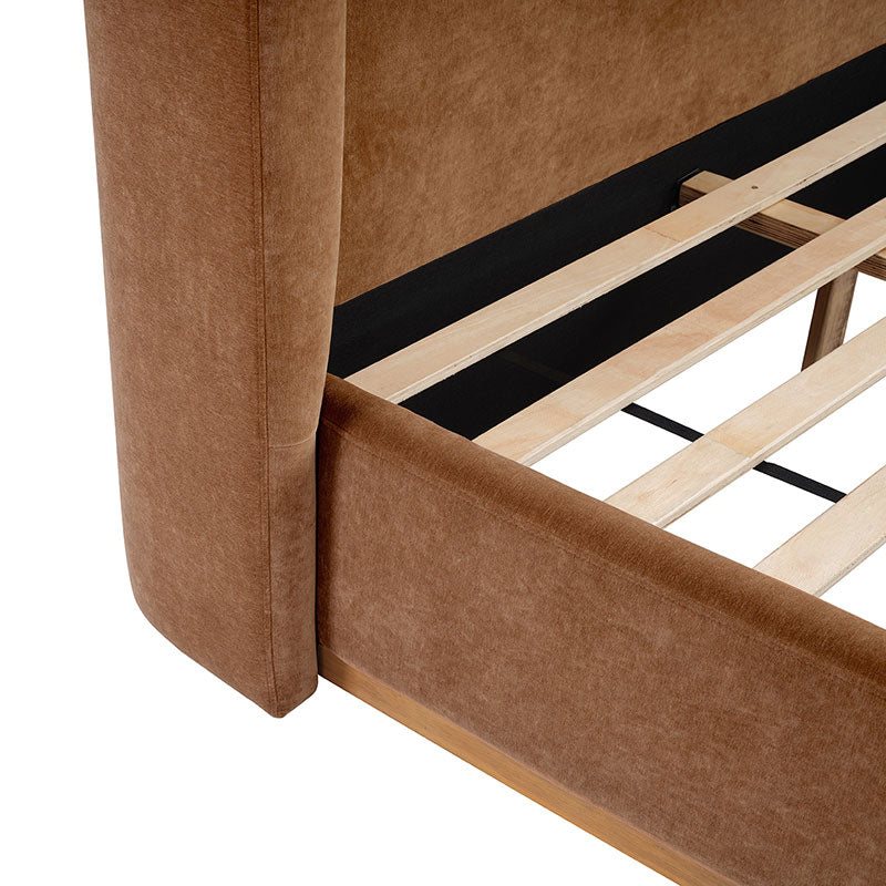 Brandon Modern Upholstered wingback Bed in Chenille