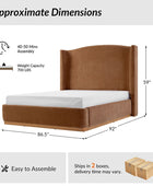 Brandon Modern Upholstered wingback Bed in Chenille