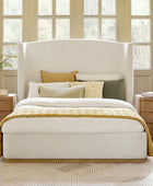 Brandon Modern Upholstered wingback Bed in Chenille