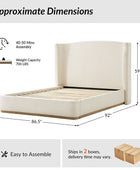 Brandon Modern Upholstered wingback Bed in Chenille