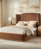 Brandon Modern Upholstered wingback Bed in Chenille