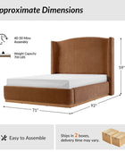 Brandon Modern Upholstered wingback Bed in Chenille