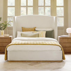 Brandon Modern Upholstered wingback Bed in Chenille
