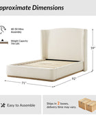 Brandon Modern Upholstered wingback Bed in Chenille