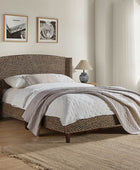 Coastal Charm: Julius Dark Brown Bed with Braided Camber Headboard