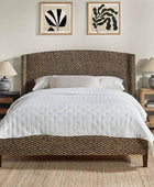 Coastal Charm: Julius Dark Brown Bed with Braided Camber Headboard