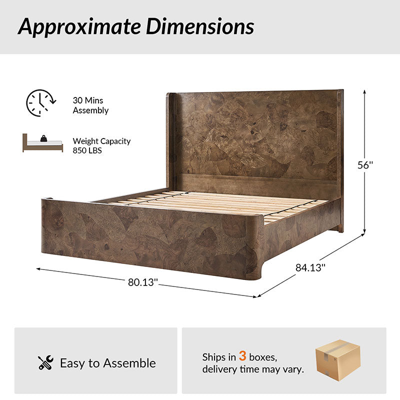 Virel Modern Marquetry Wingback Bed