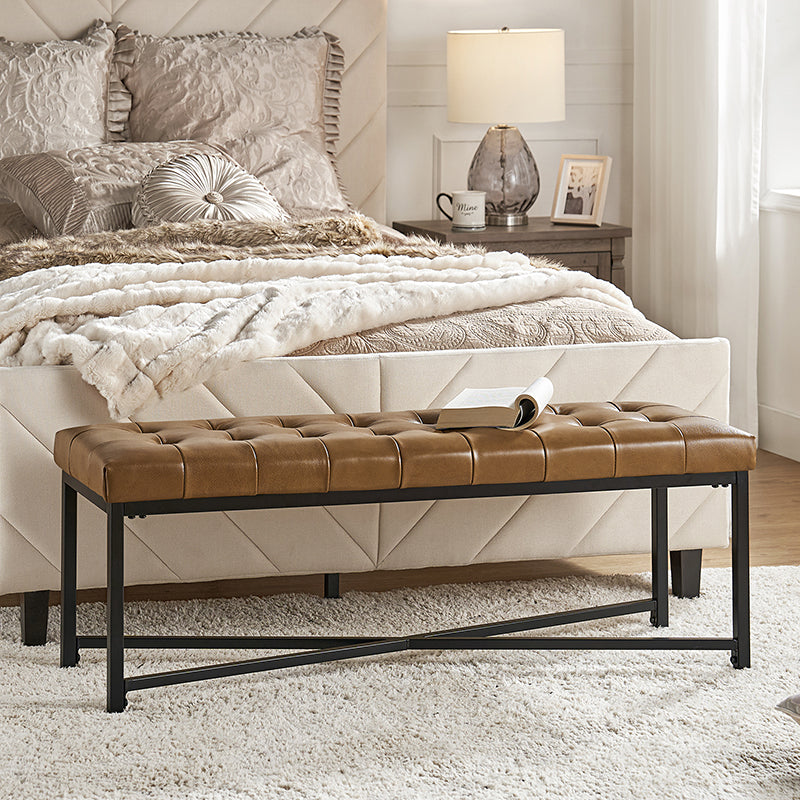 Bedroom Bench HOMCOM End Of Bed Bench With Button Tufted Design