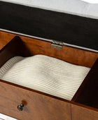 Cherry Upholstered Flip Top Storage Bench