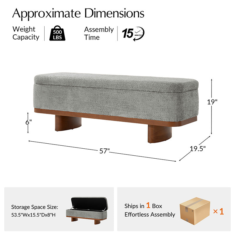 Claire Modern Chenille Upholstered Storage Bench