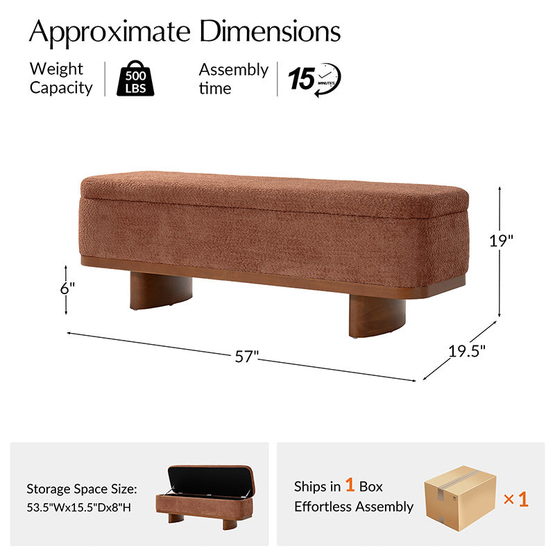 Claire Modern Chenille Upholstered Storage Bench