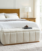 Modern Chenille Storage Bench - No-Assembly Upholstered Seat