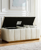 Modern Chenille Storage Bench - No-Assembly Upholstered Seat