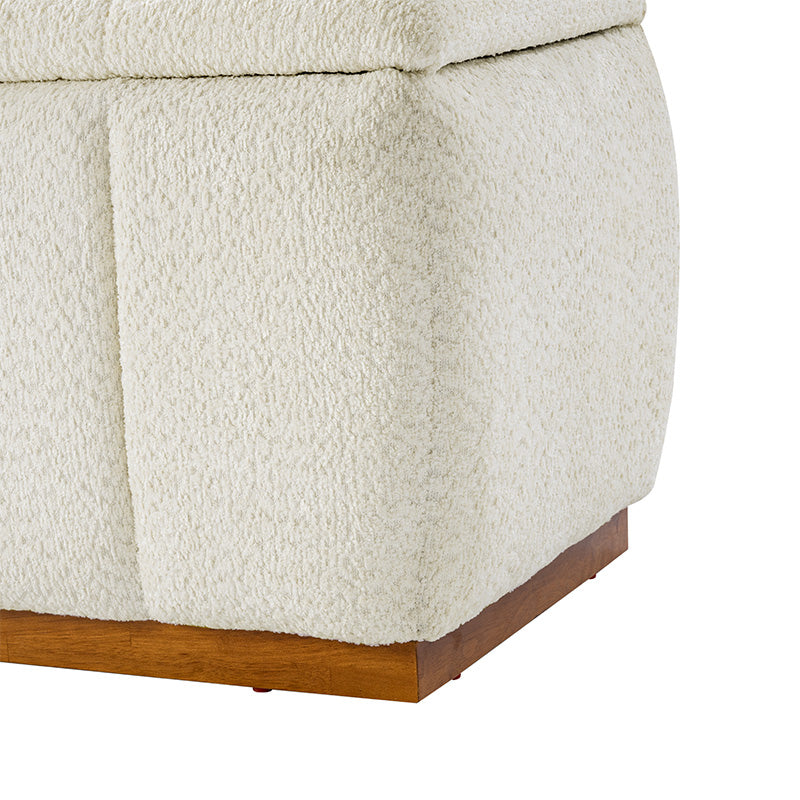 Modern Chenille Storage Bench - No-Assembly Upholstered Seat
